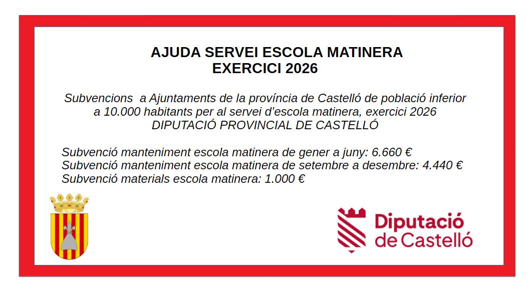 Ayuda mantenimiento servicio escuela matinera, ejercicio 2026
