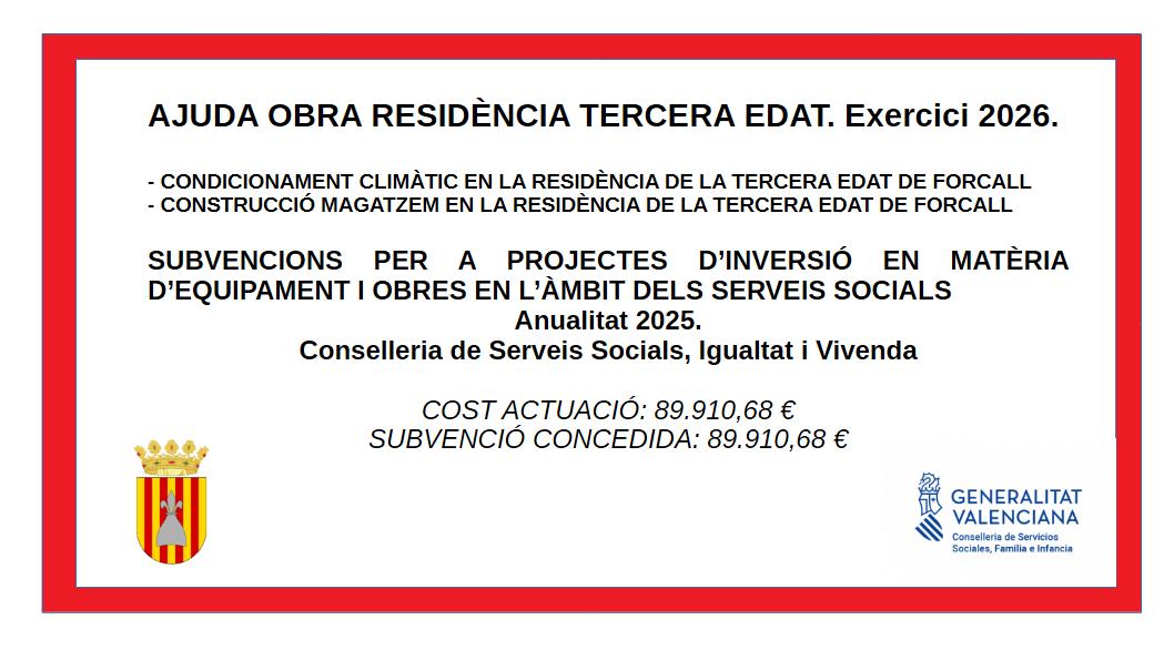 Ayuda obra residencia de la tercera edad, ejercicio 2025.